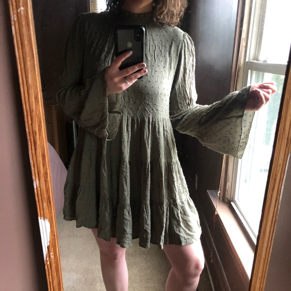 Peach Love Olive Green dress